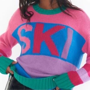 NWT Show Me Your MUMU Ski In Sweater. Size xs. Pink, green, blue